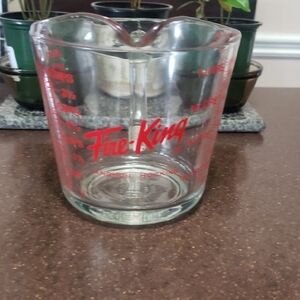Vintage Fire King 4 Cup / 1L Glass Measuring 499 Red Markings ~ Anchor Hocking